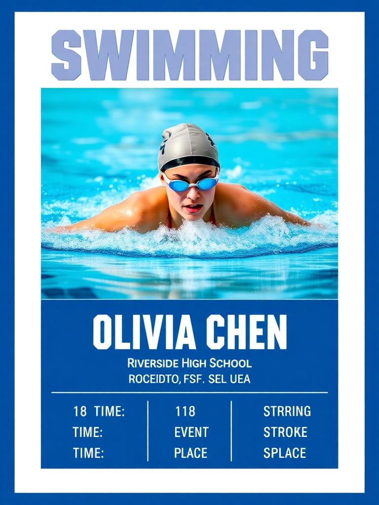 Custom high school swimming trading card