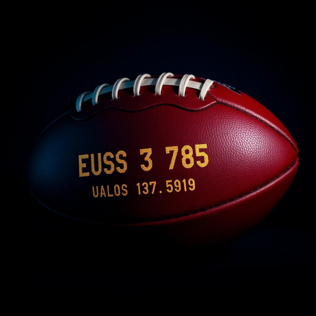 Laser-engraved football with player name and stats